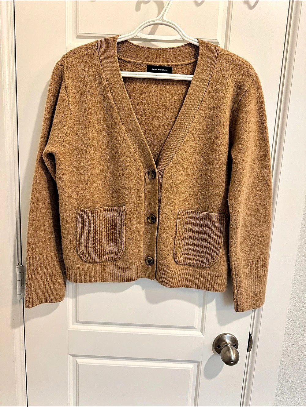 Club Monaco Button Front Cardigan in Brown